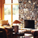 Split face stone fireplace