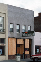 Stucco covered historic facade